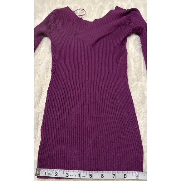 Candie's Purple Portrait Neckline Stretch Sweater Rayon Blend Junior Size M NWT - Picture 11 of 16